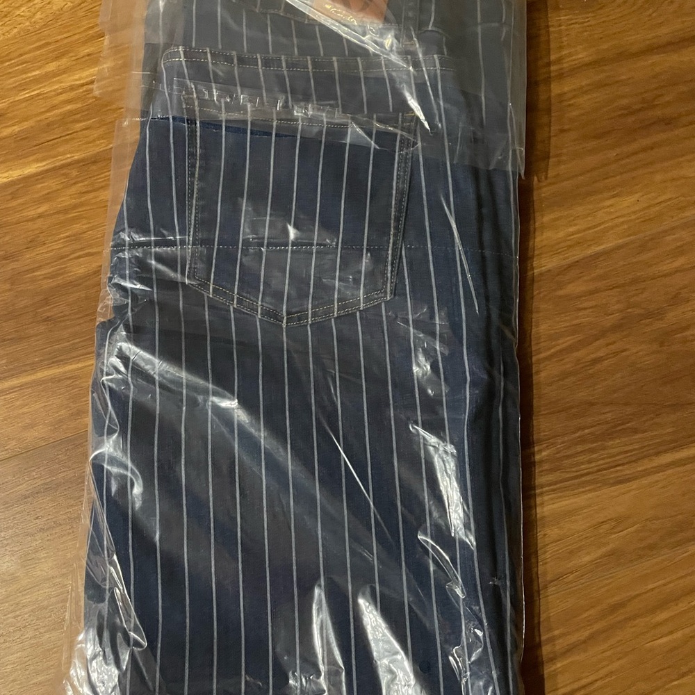 Blue and White Striped Trouser Jeans